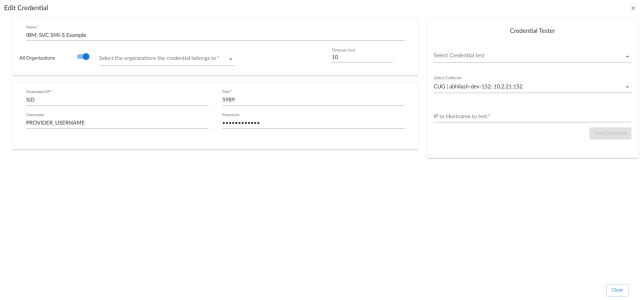 Edit the IBM: SVC Basic/Snippet credential