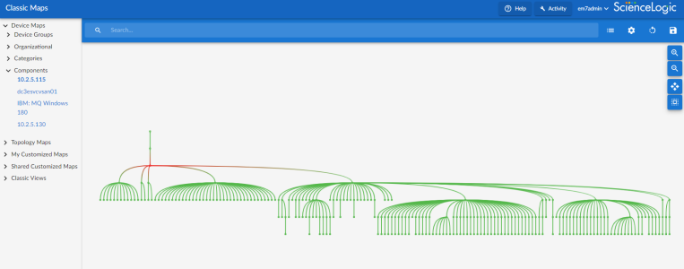 Image of the map of devices under the Components section of the Classic Maps page.
