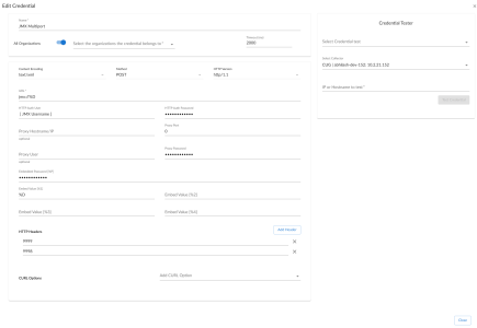 Edit the JMX Multiport SOAP/XML credential