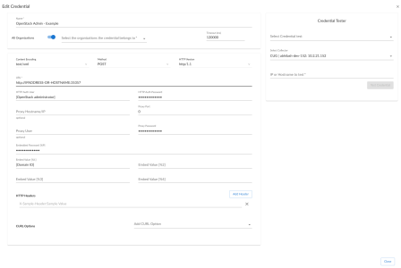 Edit the OpenStack Admin SOAP/XML credential
