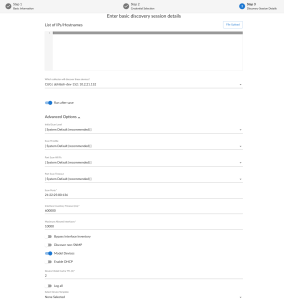 Unguided Discovery session details for Cisco UCS Director