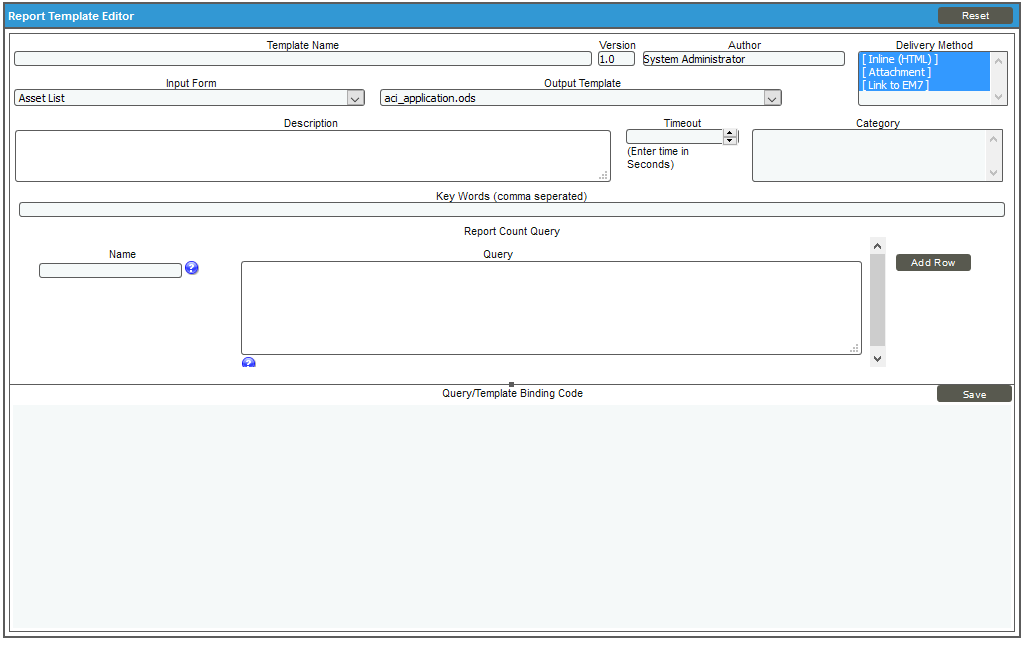 Creating the Report Input Form