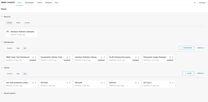 Image of an Skylar Analytics home page.