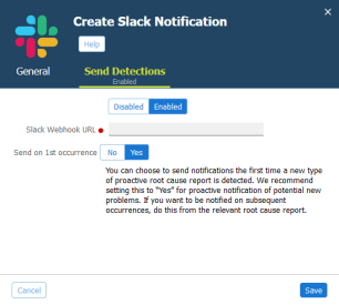 Image of the Create Slack Notification dialog.