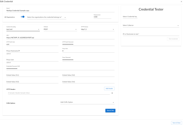 NetApp REST SOAP/XML credential
