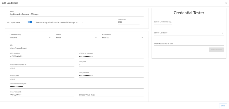 SSL credential edit modal.