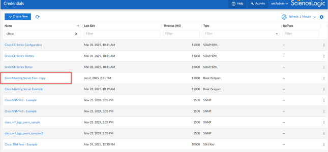 Create a Basic/Snippet Credential for Cisco Meeting Server