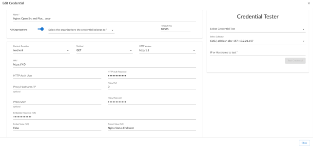 Editing a SOAP/XML credential.