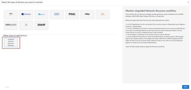 Unguided Network Discovery workflow for NetApp appliances
