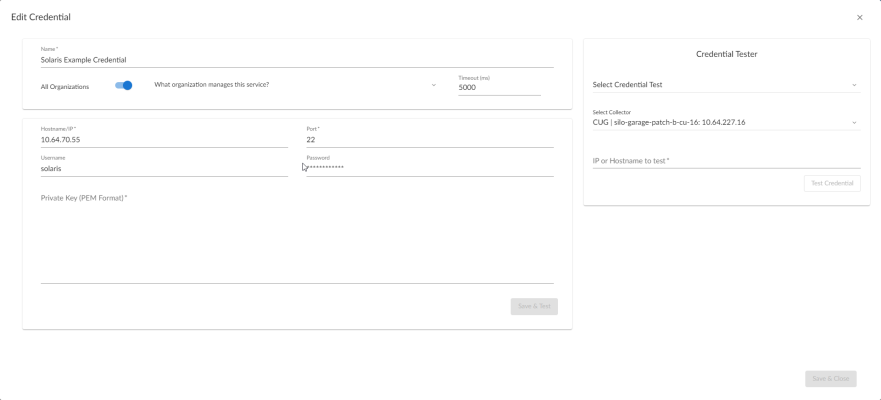 An image of the SSH Create Credential page.
