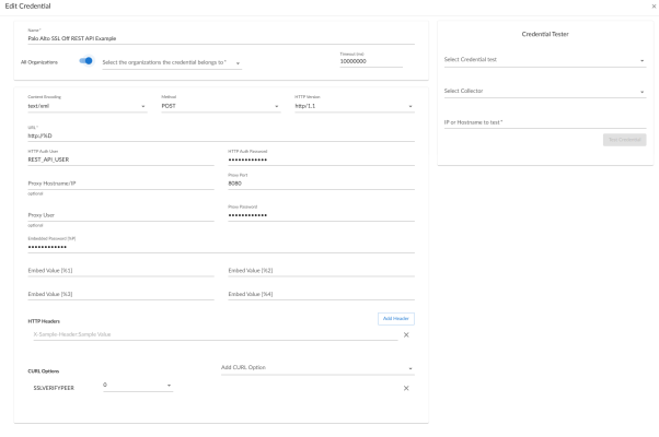 An image of the SOAP/XML SSL OFF Create Credential page.
