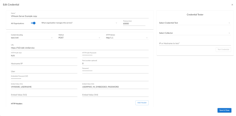 An image of the VMware Create Credential page.
