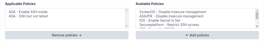 Image of the Restorepoint Add new device policy page