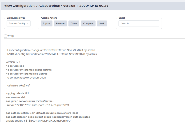 Image of the Restorepoint View Configuration page