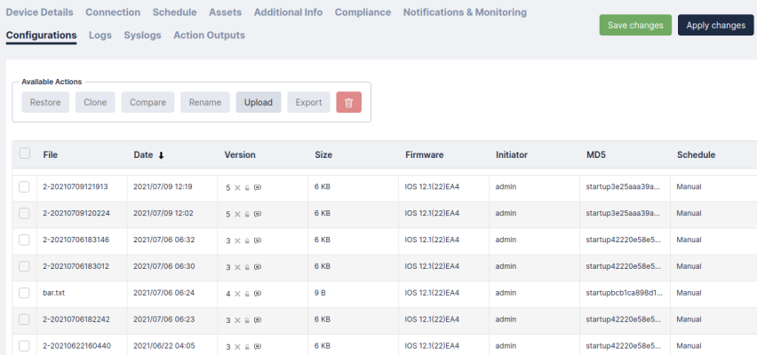Image of the Restorepoint Configurations page