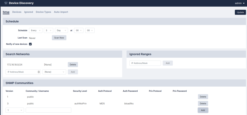 Image of the Restorepoint Device Discovery page