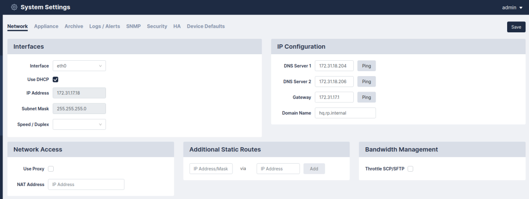 Image of the Restorepoint Systems Settings page