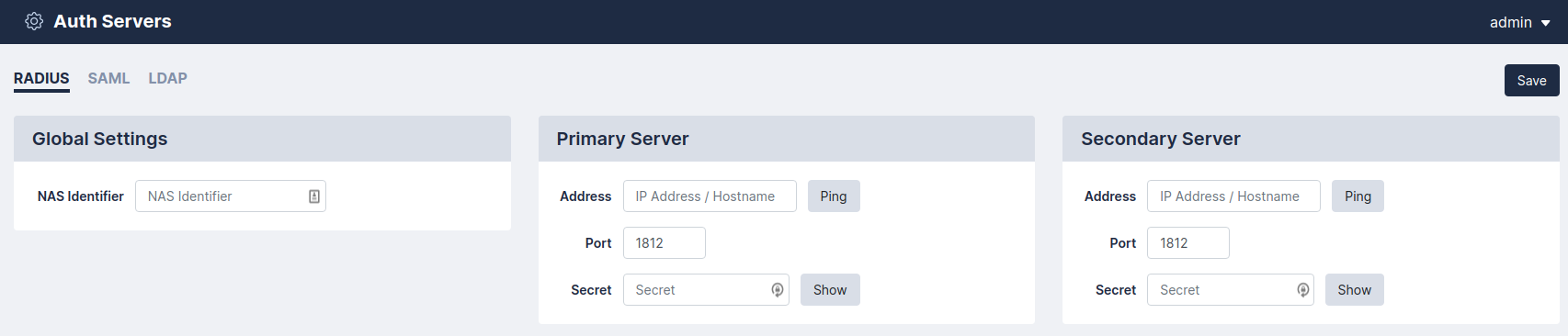 Image of the Restorepoint Auth Servers page