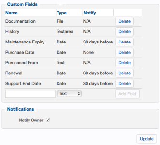 Image of the Restorepoint Custom Fields page