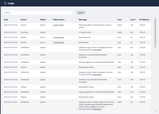 Image of the Restorepoint Logs page