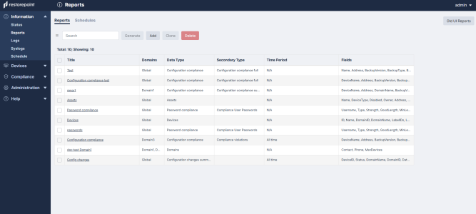 Reports Landing Table