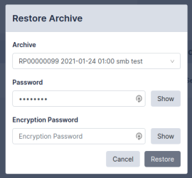 Image of the Restorepoint Restore Archive page