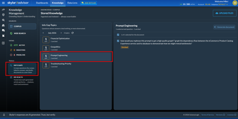 Image of the Info Gaps view.