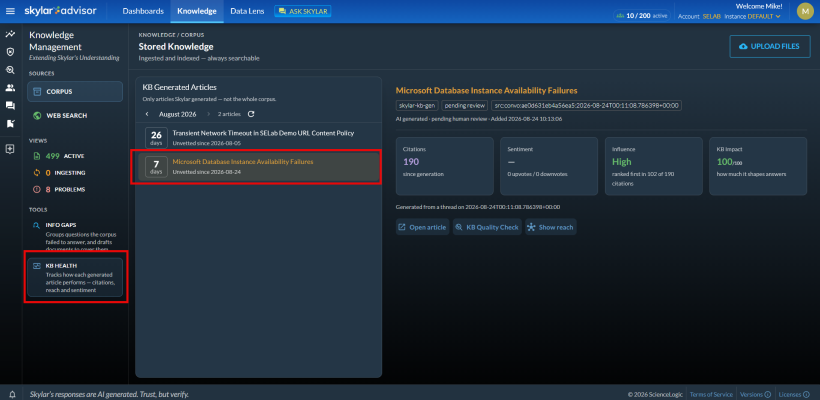 Image of the KB Health view.