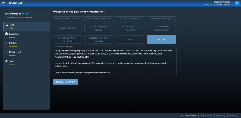 Image of the Skylar Advisor Persona page.