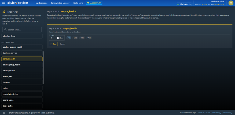 Image of the corpus_health panel of the Toolbox page.