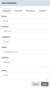 Image of the Skylar Compliance Add Domain page