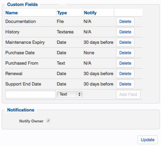 Image of the Skylar Compliance Custom Fields page