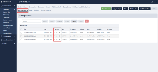 Configuration Baseline on the Configurations tab.