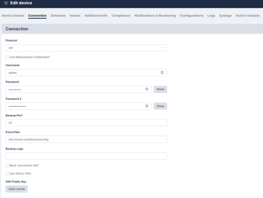 Image of the Skylar Compliance Edit Device page