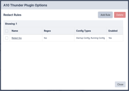 Plugin Redact Rules set and appears under Plugin Options