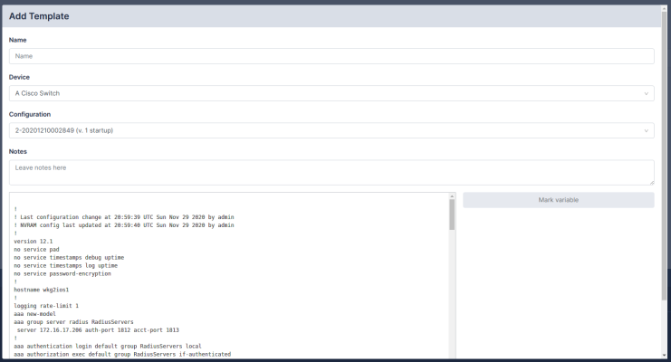 Image of the Skylar Compliance Add Template page