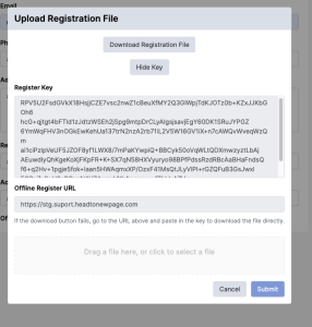 An image of the Upload Resigstration File pane.