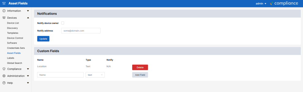 Asset Fields notifications and custom fields for your devices