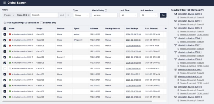 String Global Search results.