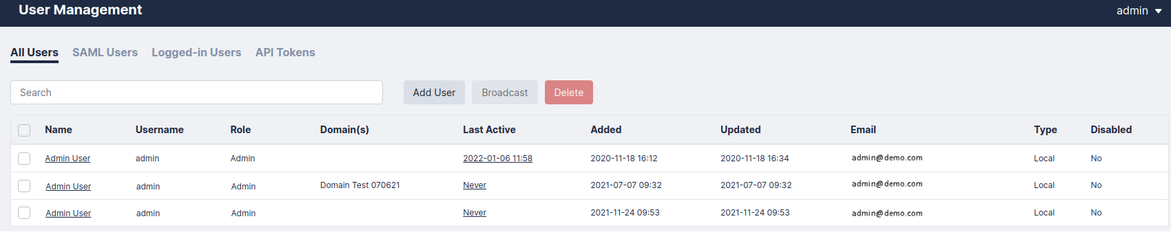Image of the Skylar Compliance User Management page