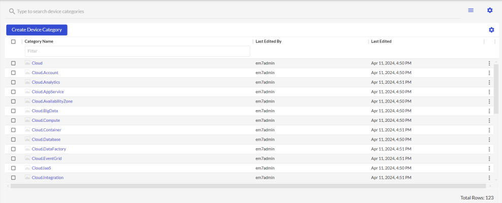 Image of the Device Categories page
