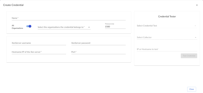 An image of the XenServer Create Credential page.