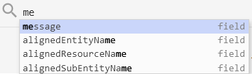 The Advanced Search bar containing "me" with matching field options listed in a drop-down.