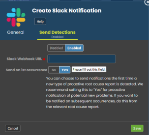 Image of the Create Slack Notification dialog.